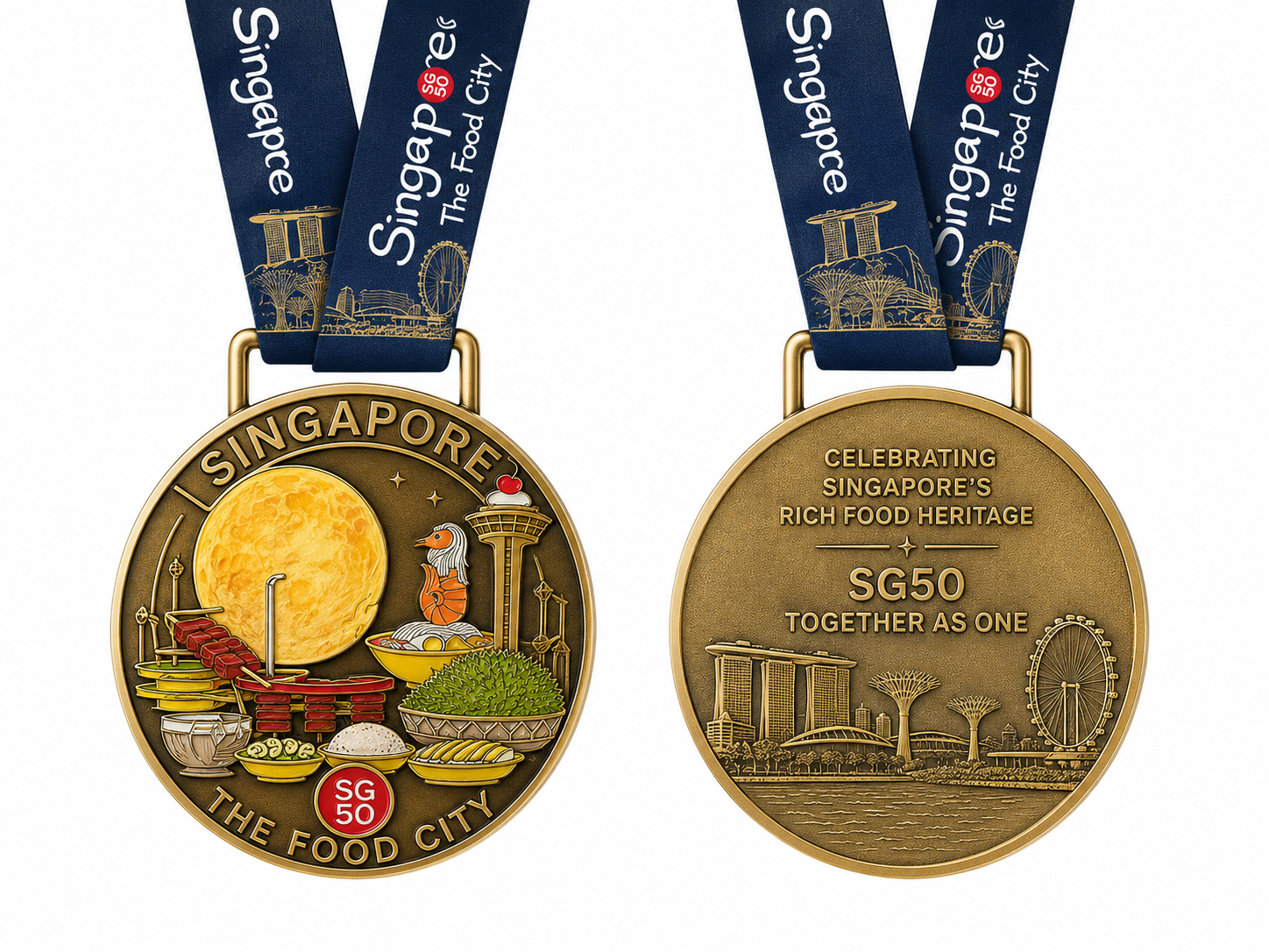 Custom Singpaore The Food City Fun Run Medals