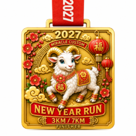 Custom Year of the Goat Charity Run 2027 Medal