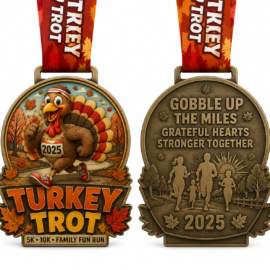 Custom Turkey Trot 5K Race Medals